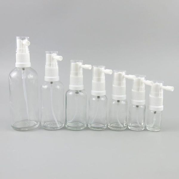 

storage bottles & jars 5/10/15/20/30/50/100ml empty nasal spray pump sprayer mist nose refillable clear glass bottle packaging 20pcs