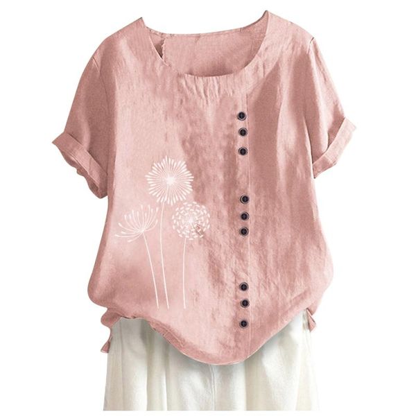 

women's t-shirt womens casual loose button linen plus size print boho tanic shirt blouse products from damskie, White