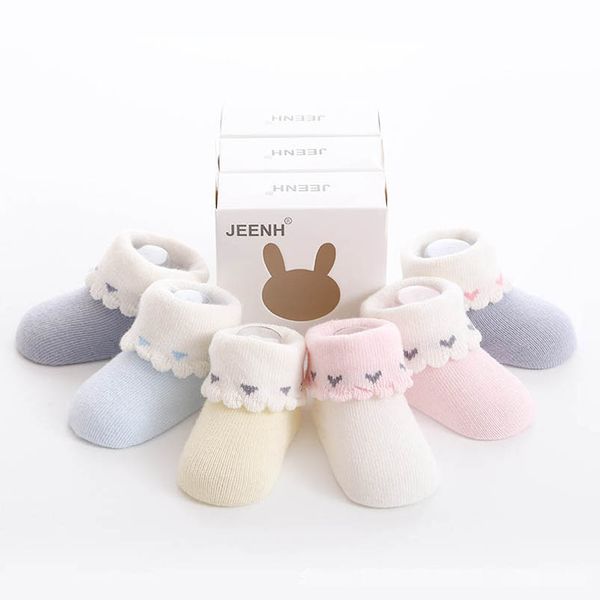 

newborn socks baby ankle booties girls accessories boys infant clothes loose cotton 0-1 years old b7565, Pink;yellow