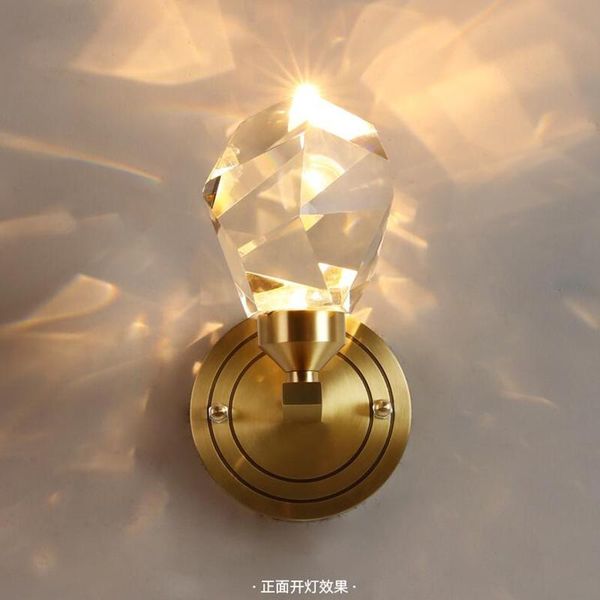 

modern copper large crystal wall lamp classical living room bedroom fashion nordic light tv bedside sconce indoor lantern lamps