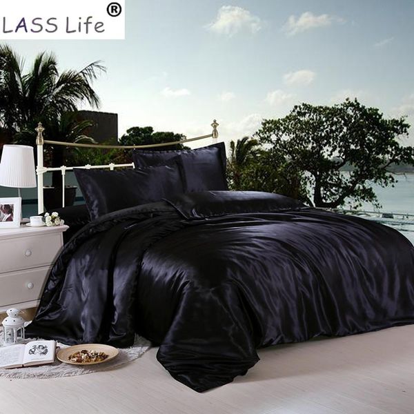 

bedding sets rayon luxury satin duvet cover set solid color bed sheet pillow case  king size quilt bedlinen