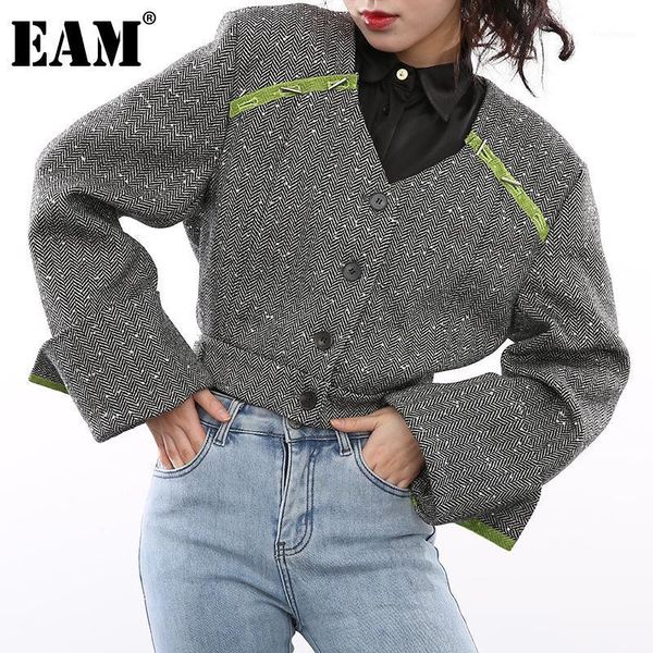 

women's wool & blends [] loose irregular gray short big size woolen coat parkas long sleeve women fashion tide autumn winter 2022 1dd02, Black