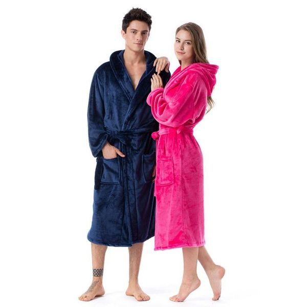 

women's sleepwear winter flannel couple women robes cardigan pajamas men robe bathrobe woman clothes nightgown ladies homewear long, Black;red