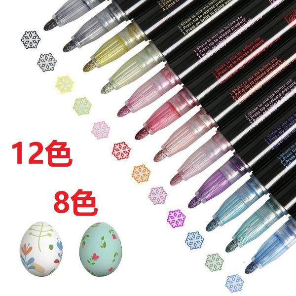 

12 / 8 color double line outline marker pens