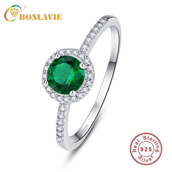 

wedding rings bonlavie genuine ring classic round big green crystal finger women jewelry gift, Slivery;golden