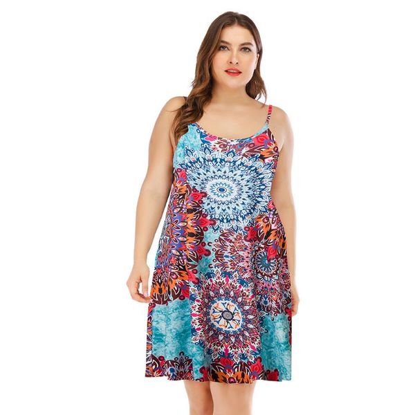 

casual dresses womens patterned o collar dress bohemian short oversize suspenders sleeveless mini party kleider damen #g3, Black;gray