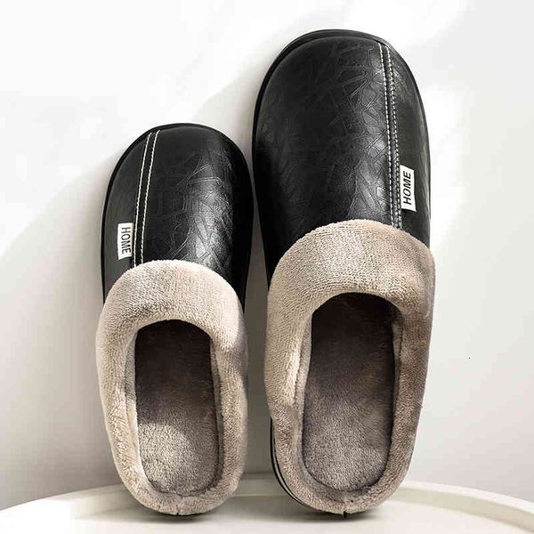 

slippers women's slippers of waterproof leather, winter for women and men 5jty, Black