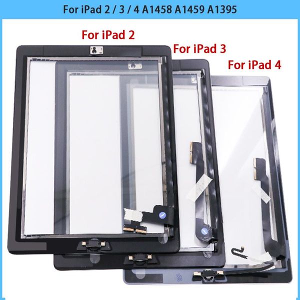 

touchscreen for ipad 2 3 4 touch screen panel front glass sensor digitizer home button a1458 a1459 a1395 a1416 replace tablet pc screens