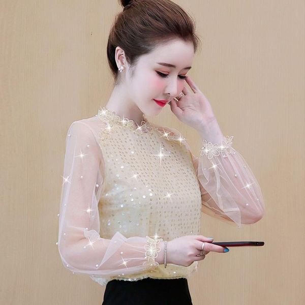 

women's blouses & shirts 2021 spring and autumn fashion temperament hollow women western casual chiffon shirt, White