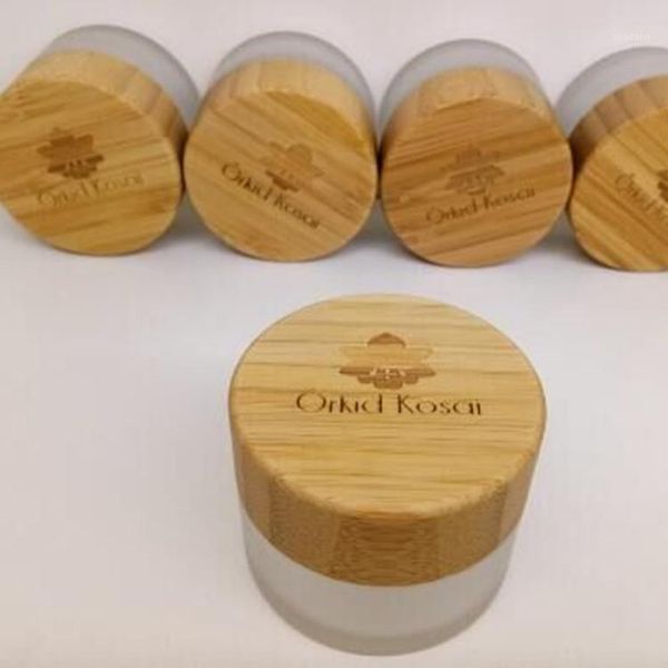 

100pcs *50g frosted glass jar with bamboo wooden cap storage bottles & jars