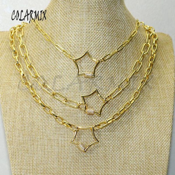 

pendant necklaces 3pcs gold star clasp zircon color metal necklace jewelry chain handmade jewerly 50596, Silver