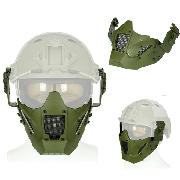 

cycling helmets outdoor helmet combat protective half face ear protection conquer mask (green)