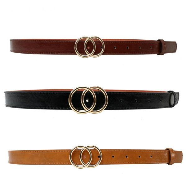 

women's belt jeans fashion design gold leather strap girl 2021 dress belts, Black;brown