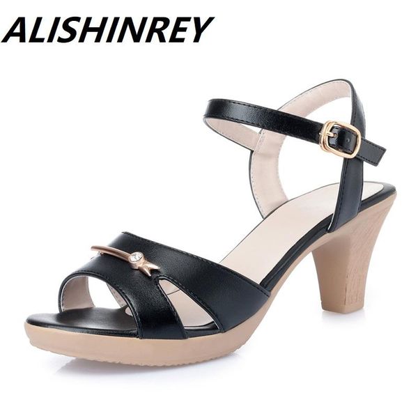 

summer women's sandals leather fish mouth fashion high heel platform open toes women shoes plus size, Black