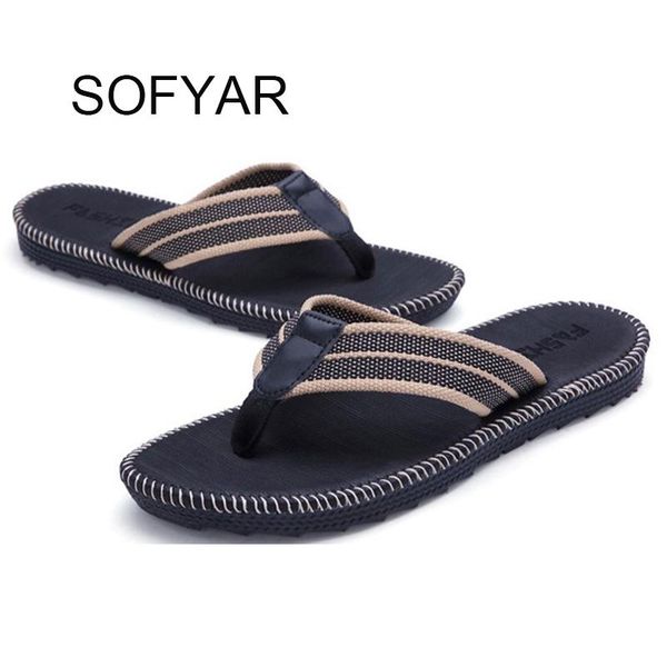 

slippers 2021 rubber sole beach sandals mens casual flip-flops size 39-45 summer fashion brand men's flip flops, Black