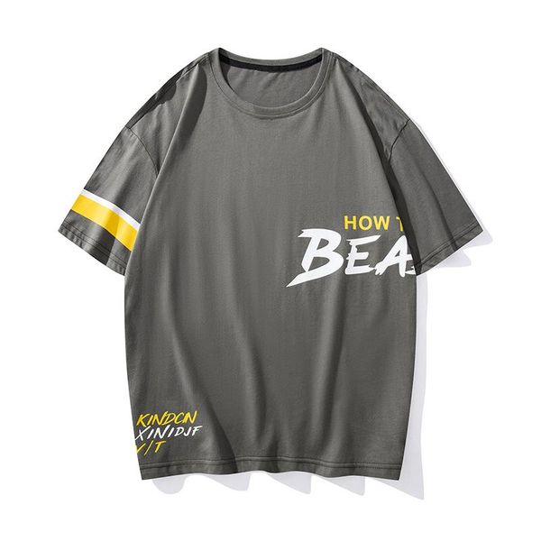 

men's t-shirts 2021summer korean trend loose plus size round neck letter couple short-sleeved casual wild fashion men t-shirt, White;black