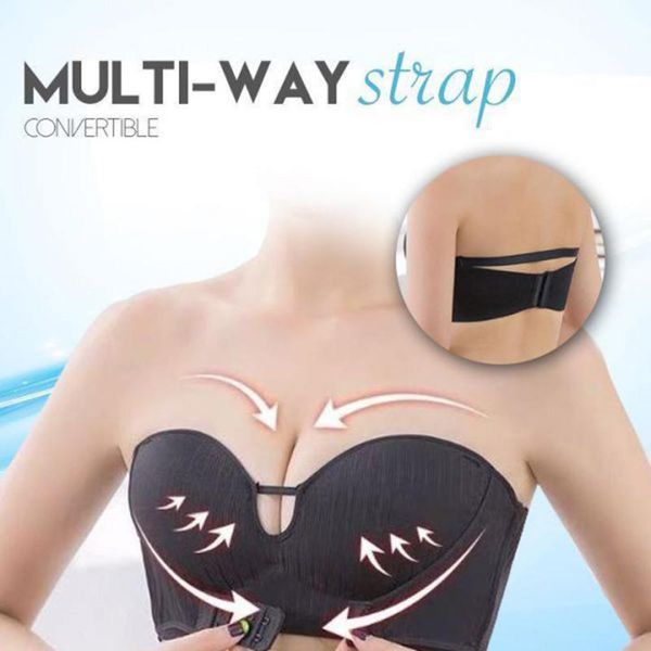 

bras strap-inflatable wireless front buckle bra strapless underwear hsj88, Red;black