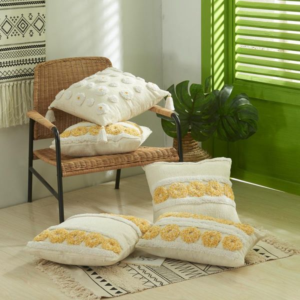 

cushion/decorative pillow zerolife bohemian style cushion cover plush with tassels case 45x45cm 3d daisy donut throw for home bedroom decor