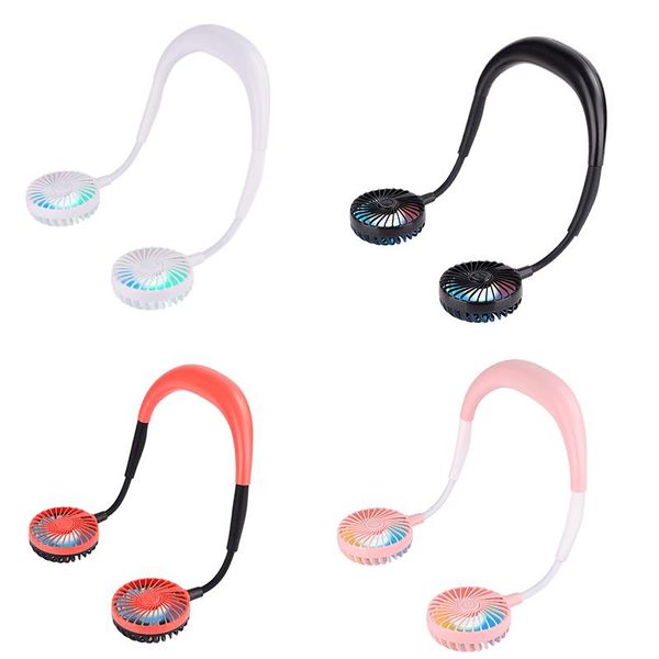 

kids mini portable usb rechargeable fan neck hanging style dual cooling lazy for student home school use electric fans