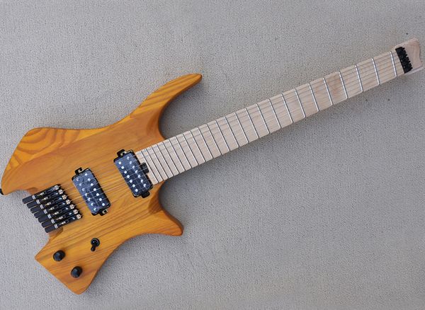 

7 strings ash headless electric guitar with 26 frets,maple fretboard,slanted frets