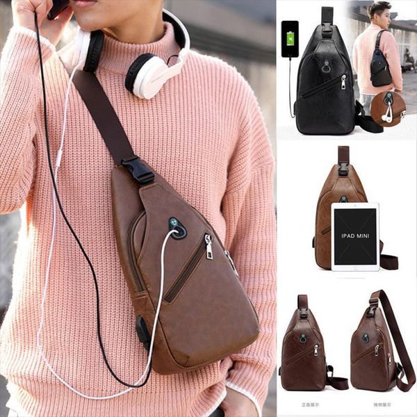 

mens leather chest cycle sling pack satchel shoulder bag small day packs purse