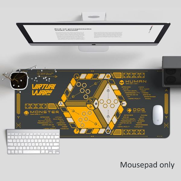 

mouse pads & wrist rests virtual war design large size gaming pad natural rubber anti-slip yellow black grey home office computer hemming ta