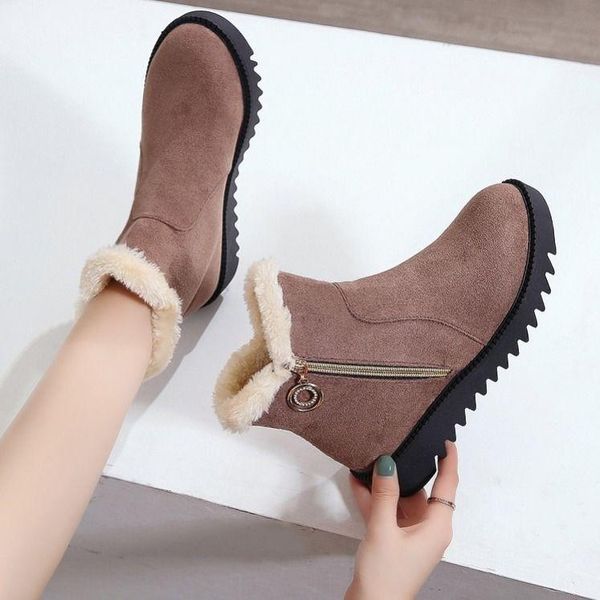 

boots fashion short winter plus velvet thicken snow women shoes warm cold-proof round toe ankle woman cotton, Black