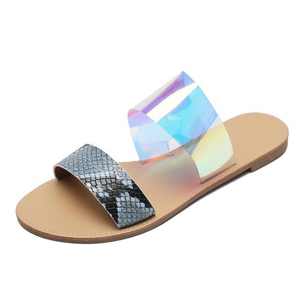 

slippers transparent summer beach flip flops ladies flat sandals shoes women, Black