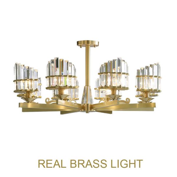 

pendant lamps modern glass crystal copper lamp foyer dinning living room e14 candle bulb brass light 3 5 6 8 10 arms big