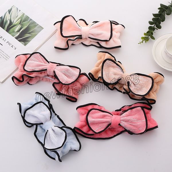 Estilo coreano Cabelo Bow-Nó Hairbands Coral Fleece Headwear para mulheres e meninas Casual Rabbit Rabbit Face Sólida Ferramenta de Lavagem Acessórios