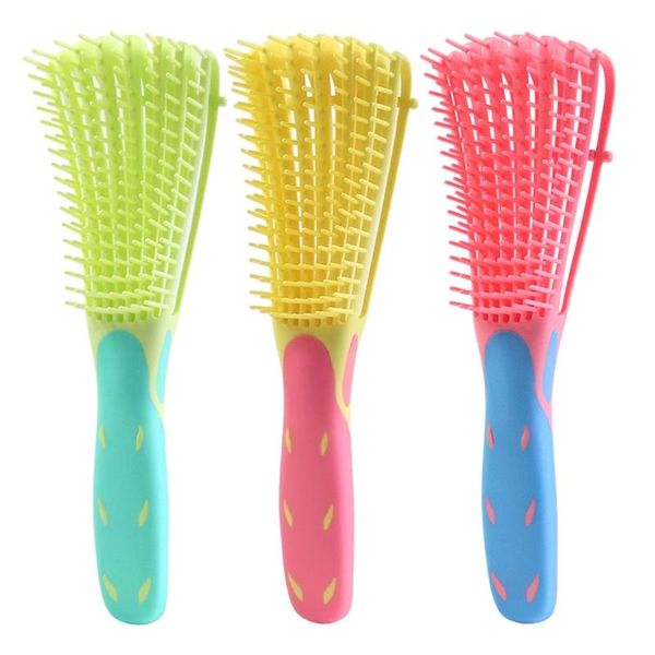 

hair brushes 8 rows detangling brush detangler comb for curly wavy wet dry thick long, Silver