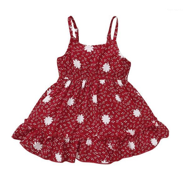 

girl's dresses 2021 summer sweet girl baby dress, flower print sleeveless dress for birthday party holiday pography1, Red;yellow