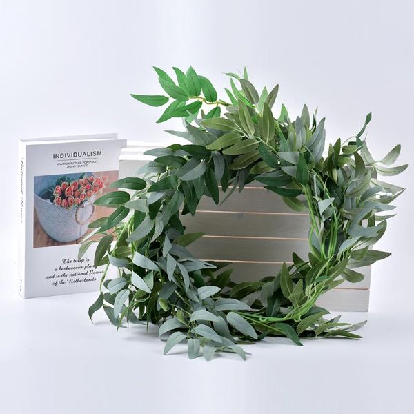 

decorative flowers & wreaths artificial eucalyptus willow leaves green garland christmas vine wedding greenery home party table wall decorat