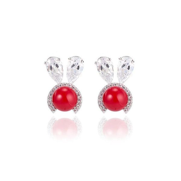 

stud fashion exquisite girl red 925 silver needle earrings for women and simple personality fine jewelry gifts, Golden;silver