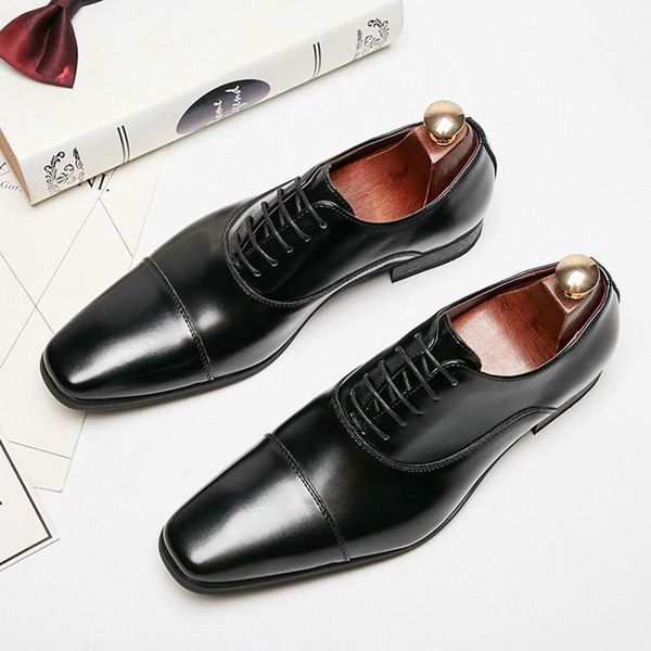 

dress shoes men leather man business classic style flats brown black lace up pointed toe shoe for oxford
