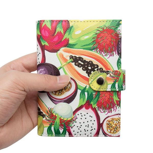

card holders women passport covers clip buckle rose flower ticket holder multi-card floral cartoon animal bag, Brown;gray