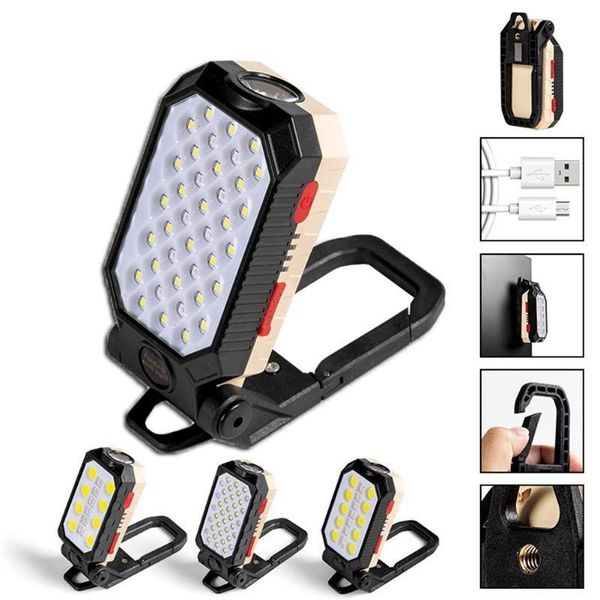 

flashlights torches cob work light portable led adjustable usb rechargeable camping lantern magnet inspection lamp torch