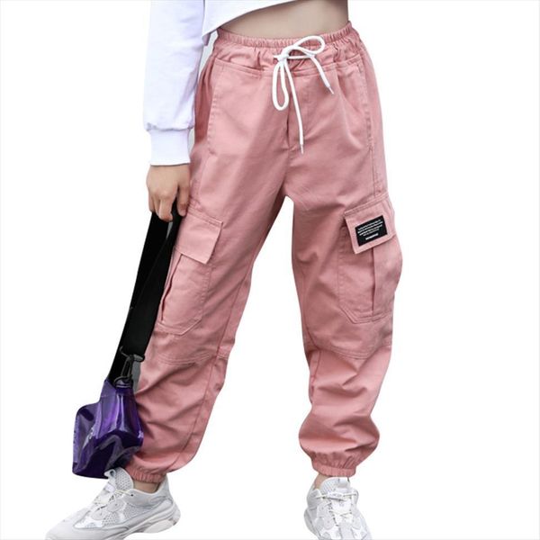 

pants for girls solid fashion drawstring child trouser teenage girl cargo kids clothes 8 10, Blue