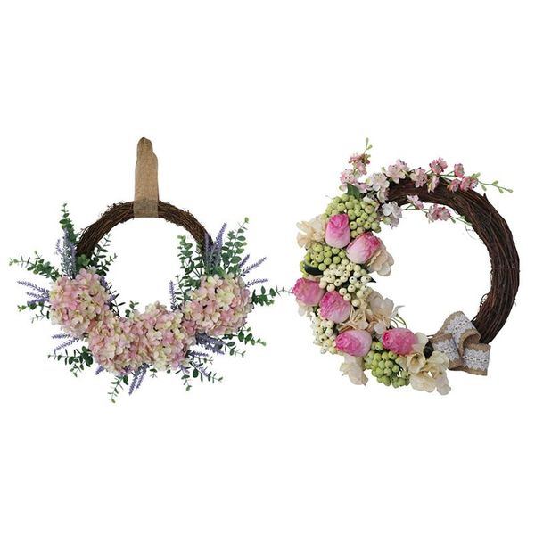 

decorative flowers & wreaths 2 pcs artificial flower handmade wreath,for front door wall window wedding party decor, a b