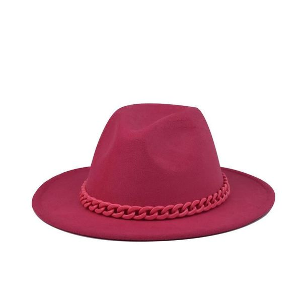 

stingy brim hats foreign trade parent-child four seasons rose red chain woolen hat big felt flat top, Blue;gray