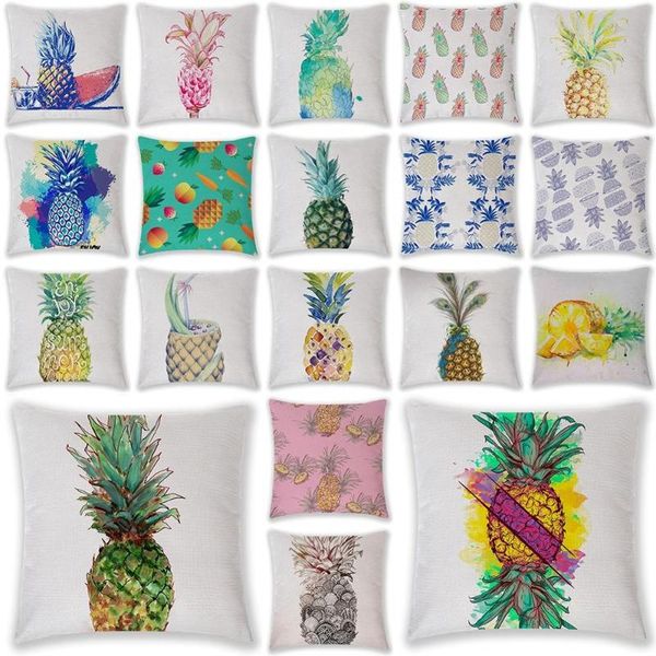 

cushion/decorative pillow pineapple print square cotton linen decorative case cushion cover 45x45 cm tropical fruit stylish home accessories