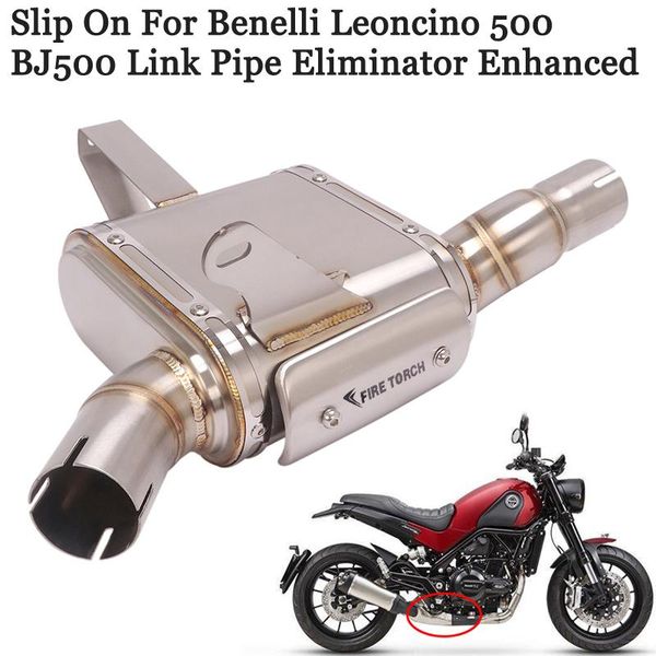 

slip on for benelli leoncino 500 bj500 motorcycle exhaust escape link pipe replace original delete catalyst eliminator enhanced system
