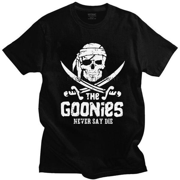 

men's t-shirts handsome the goonies skull pirates t shirt men short sleeve 100% cotton t-shirt graphic movie film tee streetwear tshirt, White;black