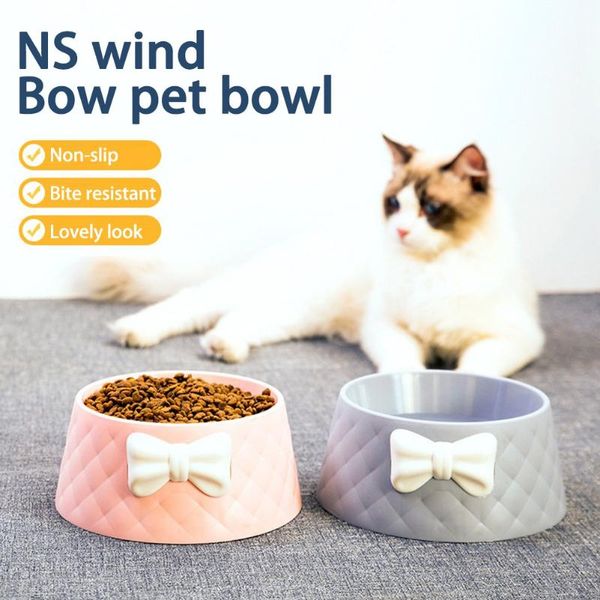 

cat bowls & feeders lovely bowknot -proof feeder dish bowel pet dog feeding food puppy bow bowl dogs supplies