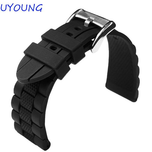 

watch bands 20mm 22mm 23mm rubber watchband strap black&blue men women for ar bracelet, Black;brown