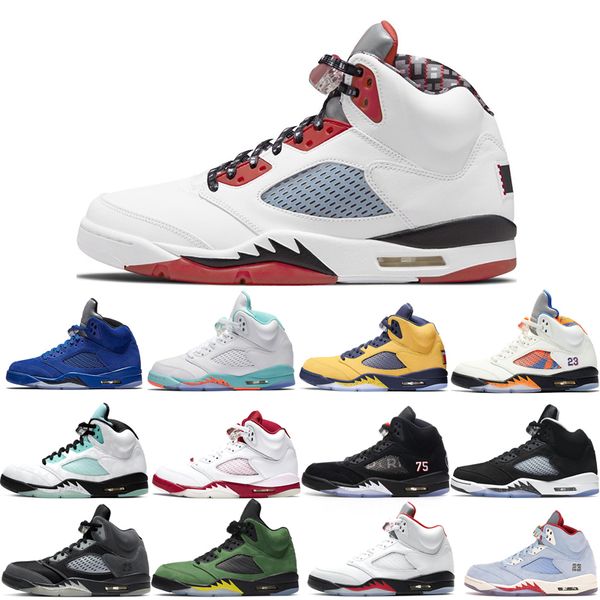 

basketball shoes 5s for men 3 space oreo metallic silver laney royal international flight ice blue fire red wings what the white stealth 202, White;red