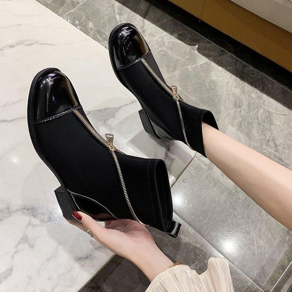 

boots women's socks autumn shoes black zipper ankle fashion in