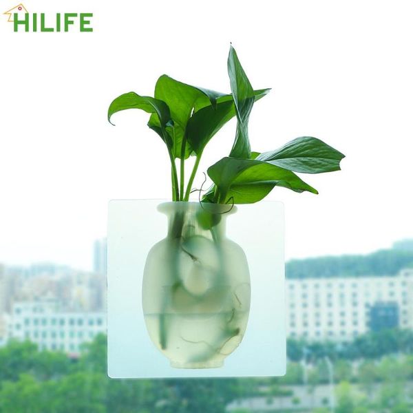 

vases wall-mounted indoor drilling-sticky wall magic plant silicone vase reusable home decor flower
