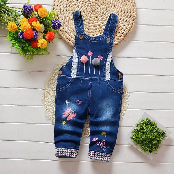 

kids baby girls clothes clothing trousers jumpsuit playsuit toddler infant girl long pants denim jeans overalls dungarees, Blue