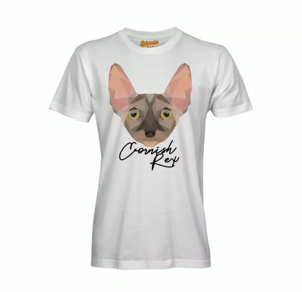 

cornish rex t-shirt polygon cat by siviwonder, White;black